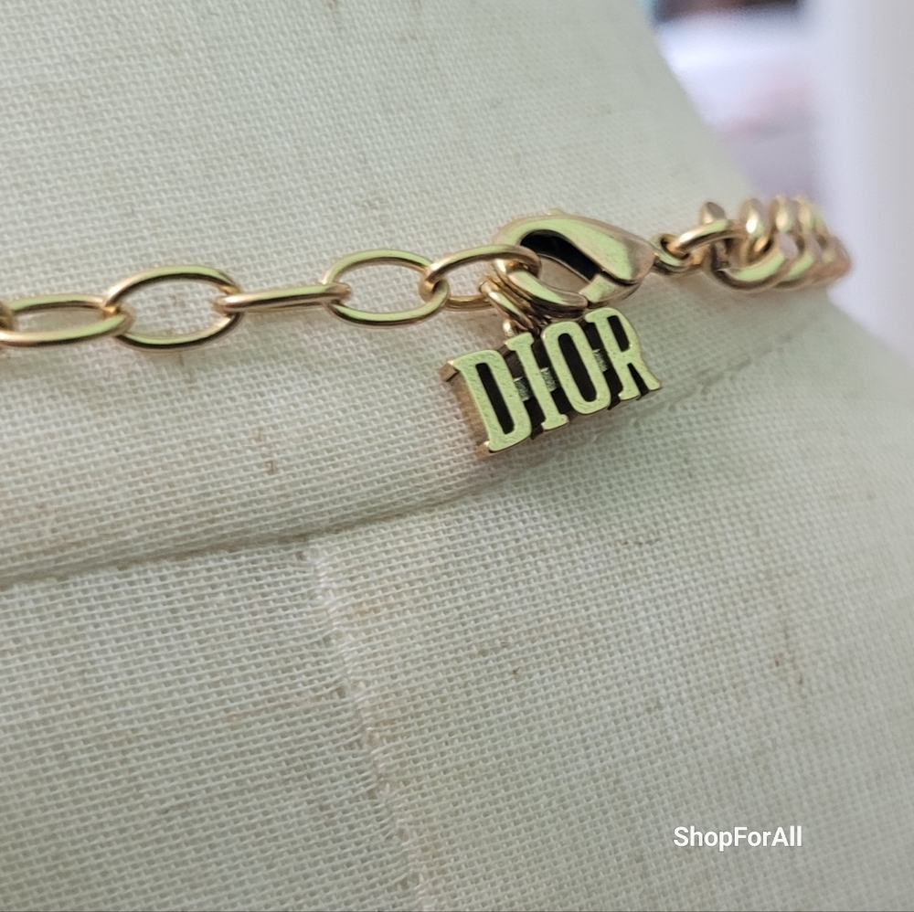 Dior Gold and Silver Coker Necklace with Crystal Accents With Box - Picture 12 of 16